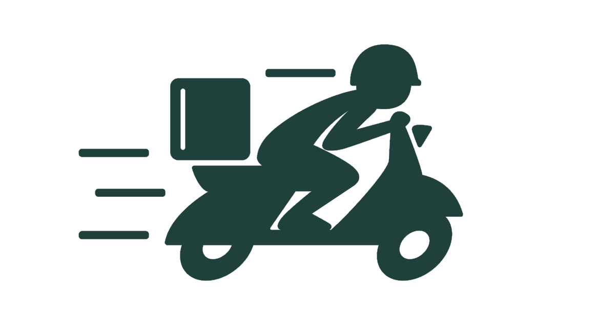Icon: Schneller Versand - Kurier auf Motorroller